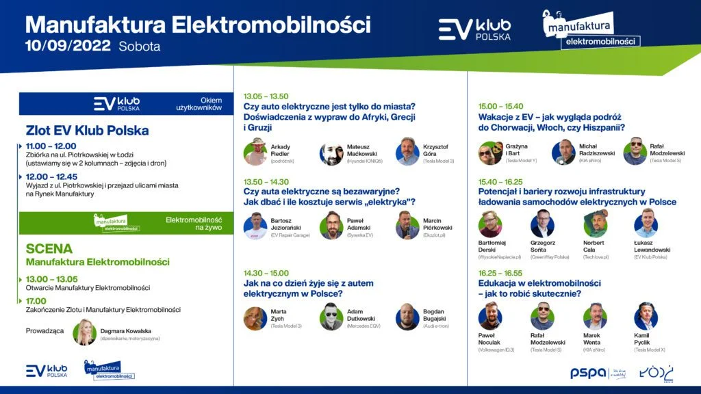 Już jutro w Łodzi startuje największy zlot samochodów elektrycznych w Polsce! - MANUFAKTURA ELEKTROMOBILNOSCI 2022 Program 2022 08 31 1