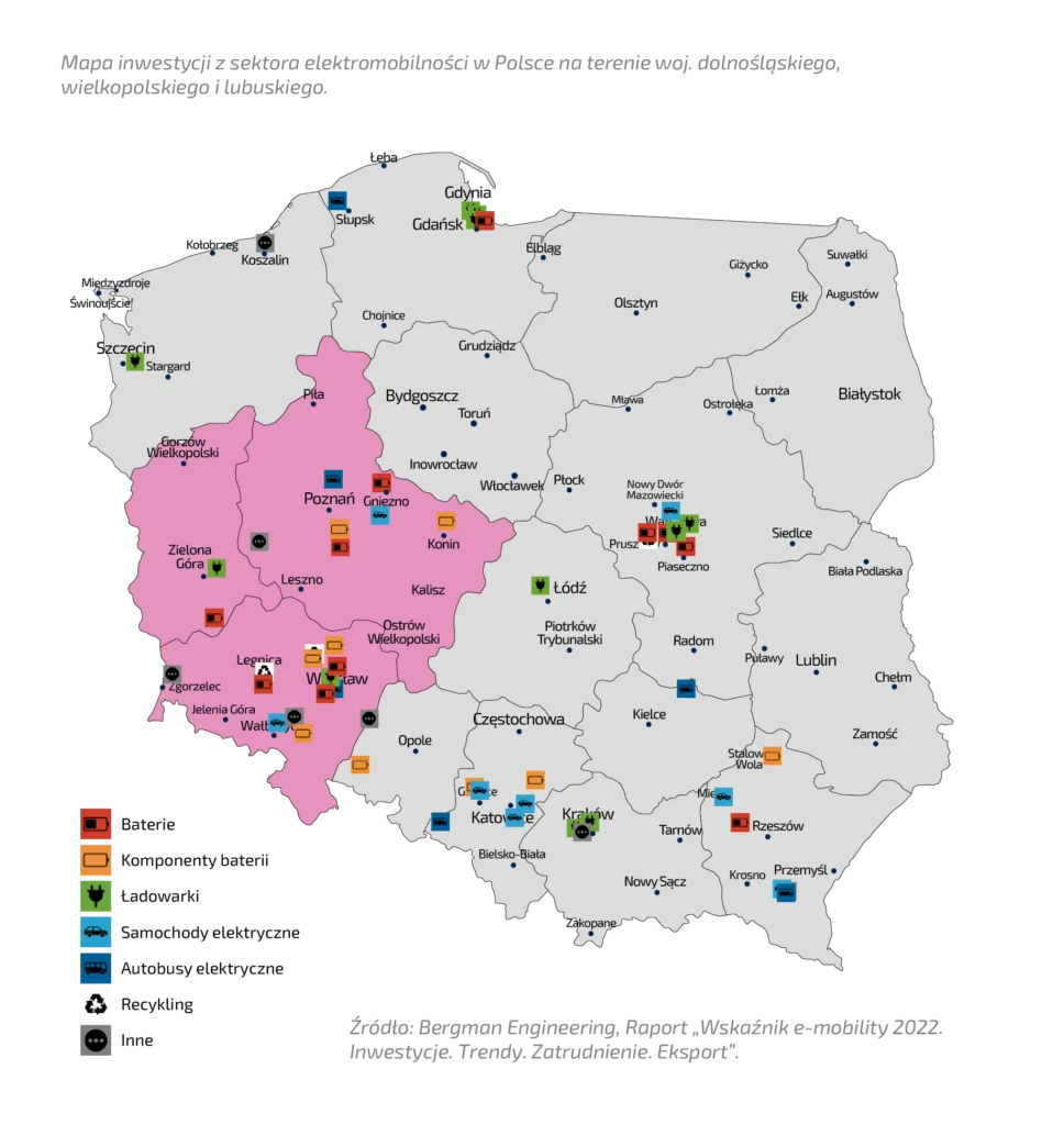 Projekty e-mobility warte miliardy - graf1 mapa inwestycji