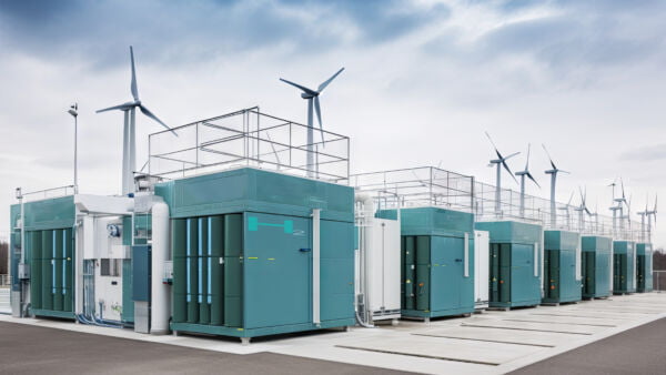 Strefa Wiedzy - green hydrogen renewable energy production facility green hydrogen gas clean electricity solar windturbine facility ai generative