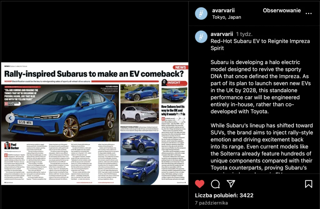 Zażyłem nowych Subaru Uncharted i Solterra w pigułce. To kontynuacja leczenia porajdowego „kaca” - Zrzut ekranu 2025 10 17 o 14.50.21