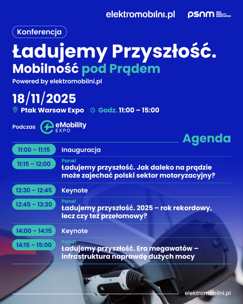 Ładujemy Przyszłość – konferencja elektromobilności już 18 listopada 2025 w Warszawie - EPL PSNM Ladujemy Przyszlosc Konferencja 2025 11 18 Grafika 1200x1500px