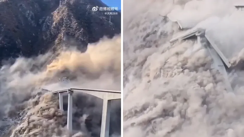 Katastrofa w Chinach. Most Hongqi runął do rzeki po dwóch miesiącach od otwarcia [WIDEO] - zawalony most w chinach 1