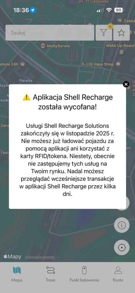 Aplikacja Shell Recharge wyłączona. Klienci „skazani” na pośredników Shell Recharge