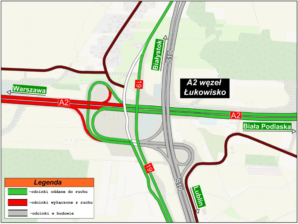 Długi weekend na nowych trasach: S6 i A2 wydłużają sieć szybkiego ruchu w Polsce - Dlugi weekend A2 wezel Lukowisko