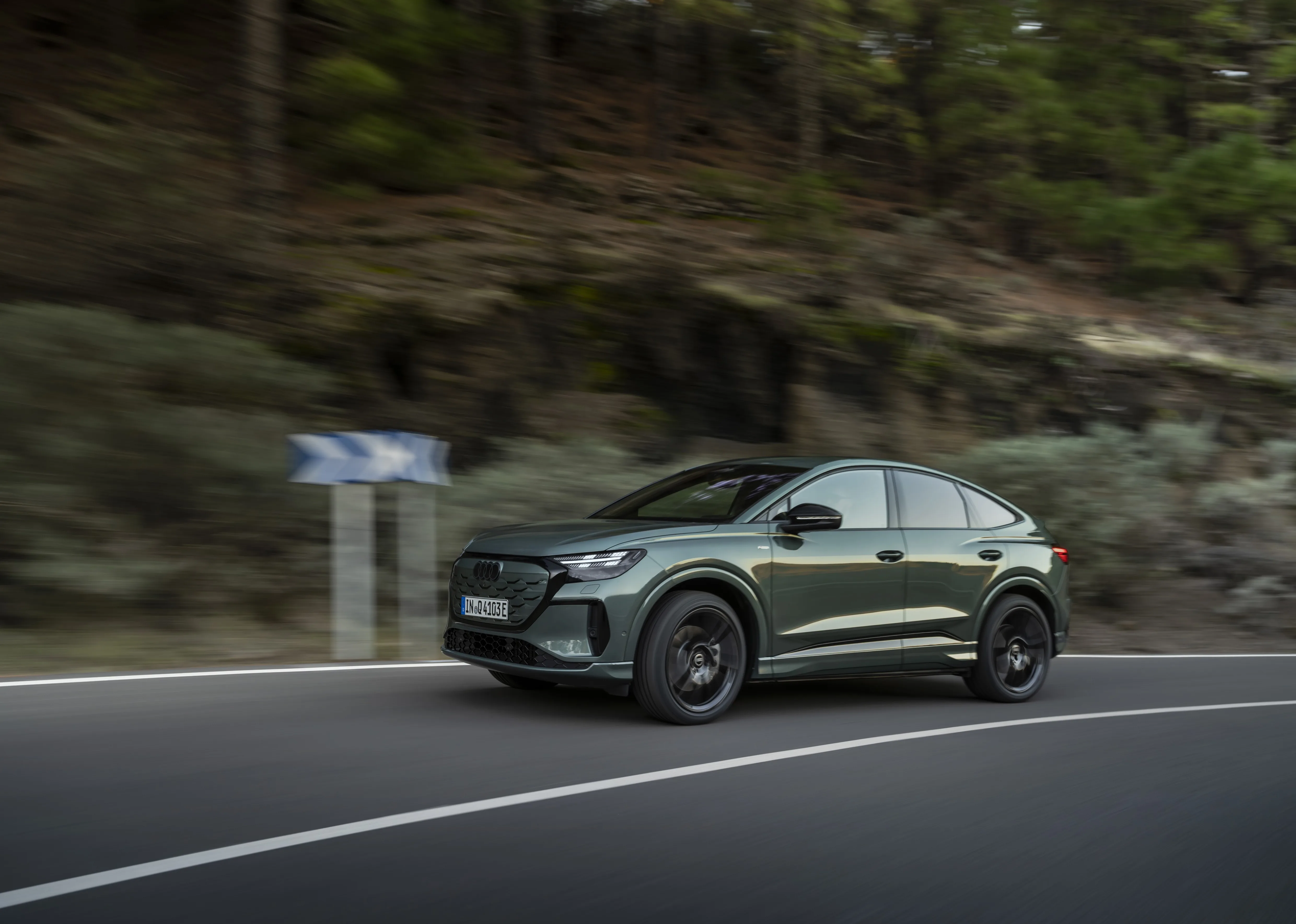 Sage green metallic, outdoor dynamic photo, exterior, side view