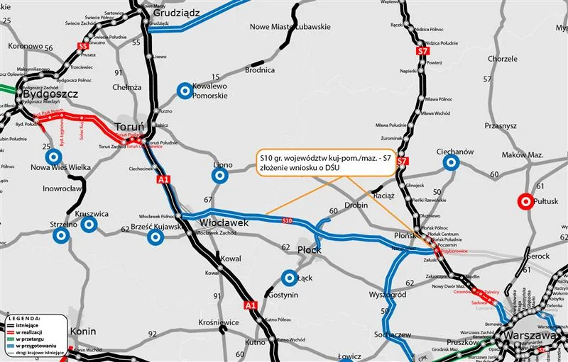 750 mln zł z UE na S10 Bydgoszcz - Toruń. To jeden z kluczowych projektów drogowych w Polsce - S10 1