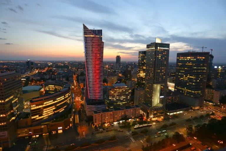 Strona główna - high angle shot warsaw poland sunset