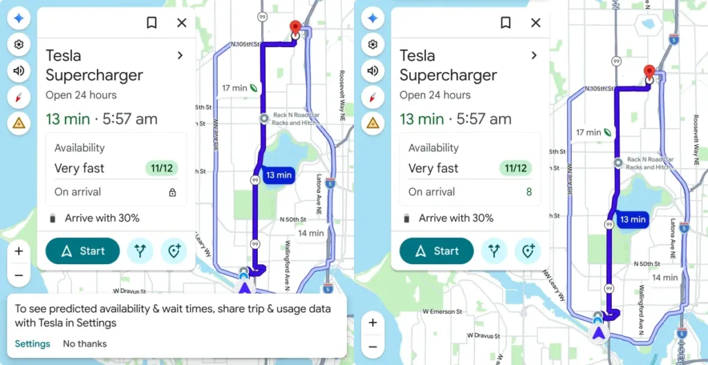 Google Maps przewidzi, czy Supercharger będzie wolny, jak dojedziesz. Nowa funkcja rusza globalnie - Google Maps Tesla superchargergooglemaps 33