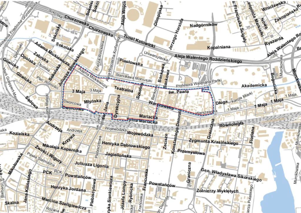 Katowice mają już Strefę Czystego Transportu. To jedna z najłagodniejszych takich stref w Polsce Katowice mają już Strefę Czystego Transportu. To jedna z najłagodniejszych takich stref w Polsce - Katowice SCT mapa 1