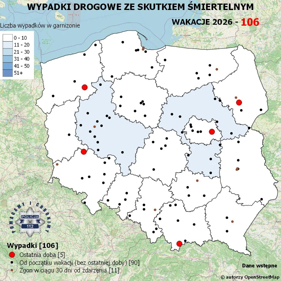 Mapa wypadków, która nie pozwala zapomnieć. Wakacje 2026 na polskich drogach nie muszą kosztować życia! Mapa wypadków, która nie pozwala zapomnieć. Wakacje 2026 na polskich drogach nie muszą kosztować życia! - mapa wypadkow 00
