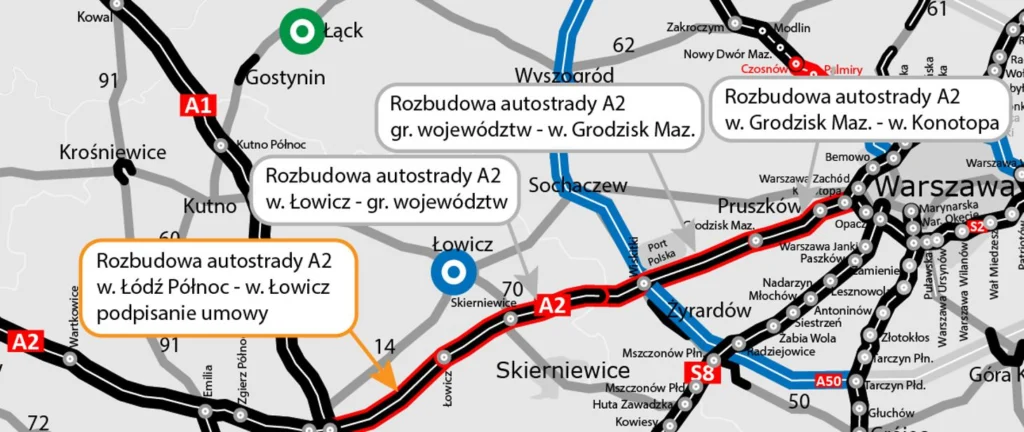 GDDKiA podpisała ostatnią umowę na przebudowę A2 za 1,3 mld zł. Kierowców czekają lata utrudnień! - A2 przebudowa GDDKiA 1